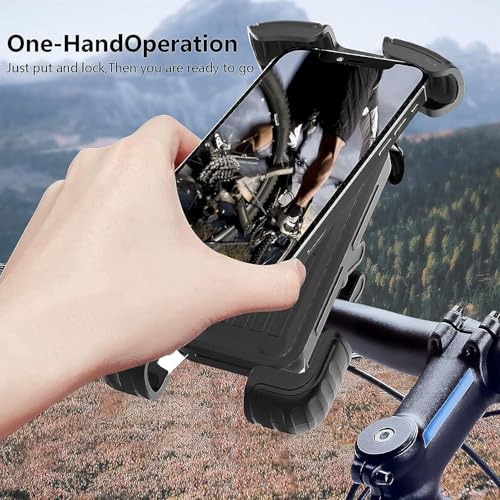 2 Packs Bike Motorcycle Phone Mount,[Ultra Metal] Bike Motorcycle Phone Holder with Security Lock, Bicycle Phone Mount with Soft Cushion & Adjustable Clip Compatible with 4.7''-6.8'' Phone - color: 2 pack