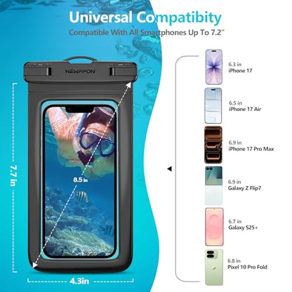 6 Pack 8.5“ Waterproof Cell Phone Pouch - Underwater Dry Bag Case Lanyard - Water Proof Clear Holder Protector for iPhone 17 16 15 Pro Max Plus Samsung Galaxy S25 S24 Ultra Note for Beach Swimming - color: 6 Pack Blue