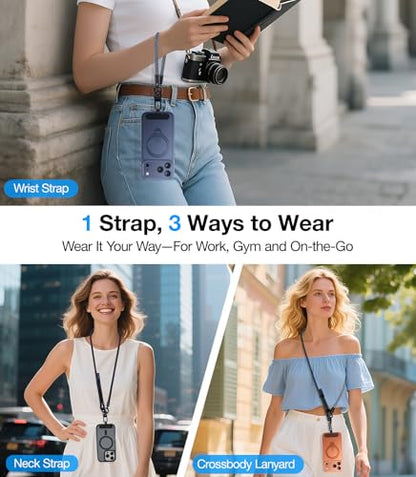 Phone Lanyard Crossbody, 3-in-1 Neck Strap& Wrist Strap, Adjustable Anti-Theft Lanyard with 2 Phone Tether Tabs, Universal Cell Phone Strap for All Case,Travel Essential,Beige - color: 3-beige