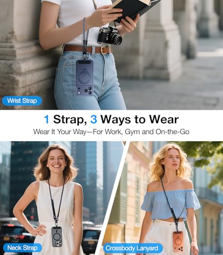Phone Lanyard Crossbody, 3-in-1 Neck Strap& Wrist Strap, Adjustable Anti-Theft Lanyard with 2 Phone Tether Tabs, Universal CellPhone Strap for iPhone 17 Pro Max & Android, Orange - color: Orange
