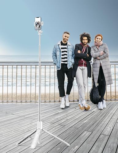 71" Cell Phone Selfie Stick Tripod, Smartphone Tripod Stand with Remote, Extendable Travel Phone Selfie Stick Compatible with iPhone 17/16/15/14/13 Pro Max Gopro Android DJI (White) - color: White, size: 70.86 Inches - Reinforced Stability