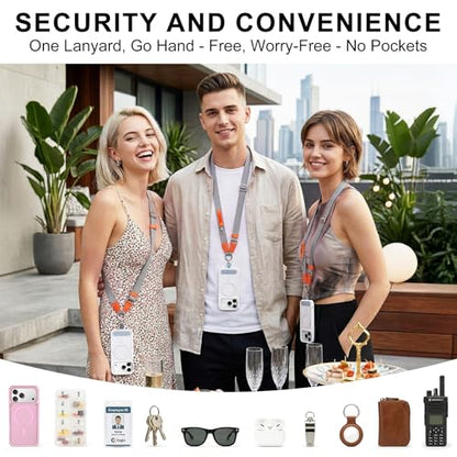 Phone Lanyard Crossbody, Adjustable Ergonomic Shoulder Phone Strap - color: Grey