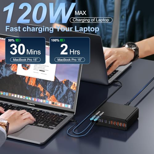1000W USB C Charging Station with 240W USB C Cables - color: Black