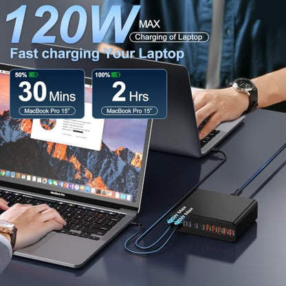 1000W USB C Charging Station with 240W USB C Cables - color: Black