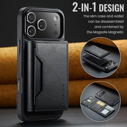 K2 2 in 1 Detachable Magnetic Phone Cases Compatible with iPhone 17 Pro Max Case with Card Holder RFID Blocking, Compatible with Magsafe Wallet, Leather 6.9'' (Black, iPhone 17 Pro Max) - color: Black, size: iPhone 17 Pro Max