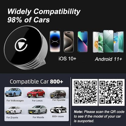 Wireless CarPlay Adapter 2025 Upgrade Wired CarPlay to Wireless, Mini USB Design for Cars with Built-in Wired Apple CarPlay Plug and Play Easy Use Fast Stable Connection Car Play for iPhone