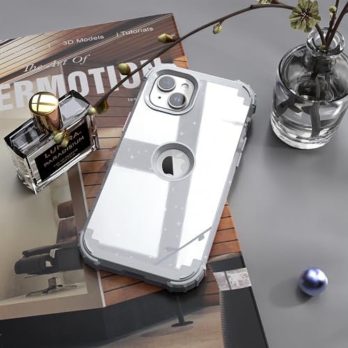 IDweel for iPhone 15 Case with Screen Protector,Luxury 3 in 1 Shockproof Slim Fit Hybrid Heavy Duty Protection Glitter Hard PC Cover Soft Silicone Sturdy Bumper Full Body Case,Glitter Grey - color: Glitter Grey