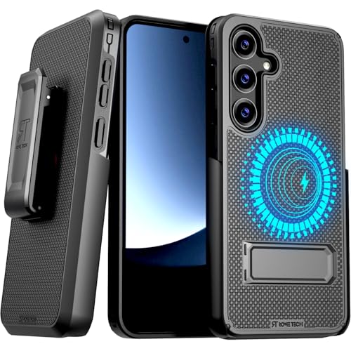 Designed for Samsung Galaxy S25 Plus Case with Belt Clip Holster | Rugged Cover with Strong Magnet & Kickstand Heavy Duty Combo - Black - color: Black