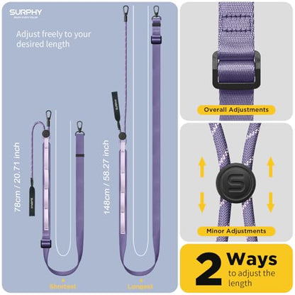 SURPHY Phone Lanyard Crossbody, Phone Strap with Light-Activated Strap - color: Purple