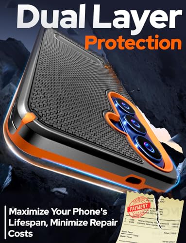 Designed for Samsung Galaxy S26 Case with Belt Clip Holster | Rugged Cover with Strong Magnet & Kickstand Heavy Duty Combo - Black & Orange - color: Black & Orange