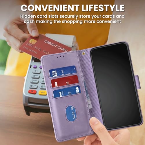 Wallet Case for Motorola Moto G Power (2025), Purple | RFID Blocking, Magnetic Closure, Card Holder, Kickstand, Shockproof Flip Cover - color: Purple