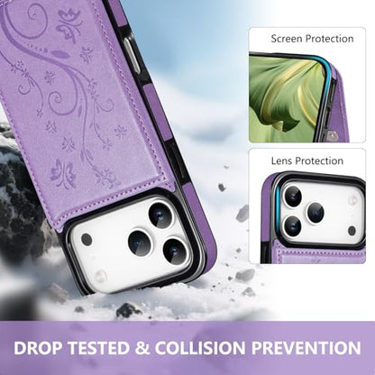 Korecase iPhone 17 Pro Wallet Case Mint Green | Card Slot, RFID Block, Shockproof, Anti-Slip, Aesthetic Embossing Butterfly - color: Mint Green, size: iPhone 17 Pro 6.3"
