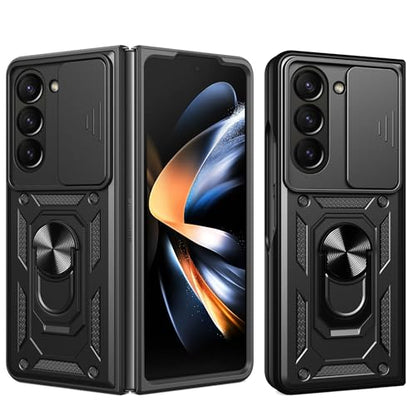 RKINC Case for Samsung Galaxy Z Fold 5 Case with Slide Camera Cover & Rotated Ring Kickstand Military Grade Shockproof with Magnetic Car Mount Holder Cover, Black - color: Black, size: Samsung Z Fold 5