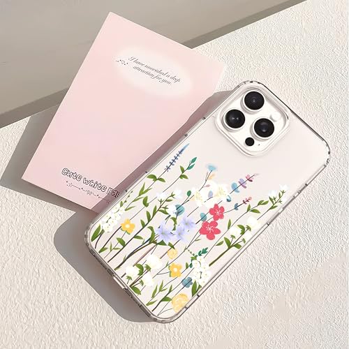 IAIYOXI Clear Case for iPhone 16 Pro Max, [Crystal Clear Military-Grade Drop Protection], Non-Yellowing, Slim Lightweight Transparent TPU Bumper Phone Case Cover Design - Litte Flower - color: Litte Flowers, size: iPhone 16 Pro Max