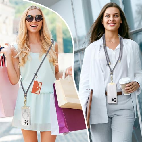 Adjustable Anti-Theft Phone Lanyard Neck & Crossbody Strap with 0.2mm Metal Tab & Comfort-Fit 8mm Rope (Light Gray) - color: Light Gray