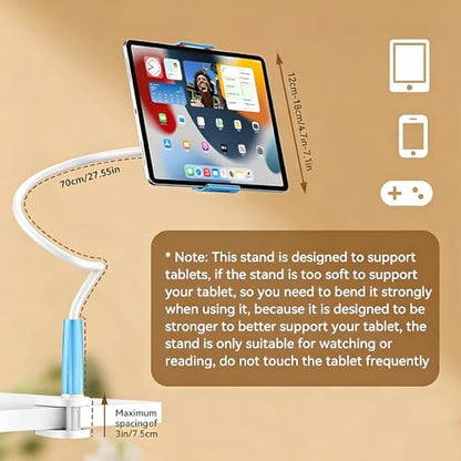 2-in-1 Gooseneck Phone & Tablet Holder for Bed, Flexible Clamp Mount & Overhead Stand for Desk & Headboard, Compatible with iPhone 17/16/15/14 and 4–10.6" Devices (Blue) - color: Blue