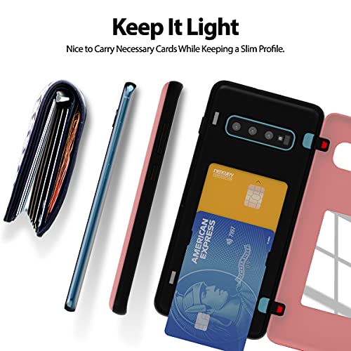 GOOSPERY Magnetic Door Bumper Compatible with Galaxy S10 Plus, Card Holder Wallet Case Easy Magnet Auto Closing Protective Dual Layer Sturdy Phone Back Cover -Pink - color: Pink, size: Galaxy S10 Plus