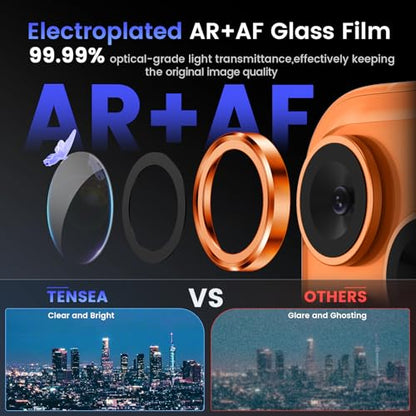 Tensea Camera Lens Protector Compatible For iPhone 17 Pro Max 17 Pro 15 Pro Max 15 Pro 16 Pro Max 16 Pro 14 Pro Max 14 Pro Metal Tempered Glass Cover Case Friendly - color: Cosmic Orange