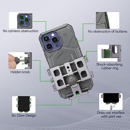 FANAUE Motorcycle Phone Mount, Aluminum Alloy Bike Handlebar Cell Phone Holder Compatible with 1 inch RAM Ball Mounts and Scooter UTV/ATV, Bicycle Phone Mount for iPhone 5.5-7" Smartphone