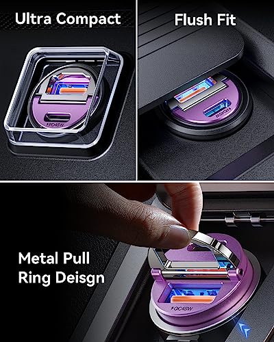MRGLAS 90W USB C Car Charger Fast Charging [Invisible & All Metal Design] - color: Purple