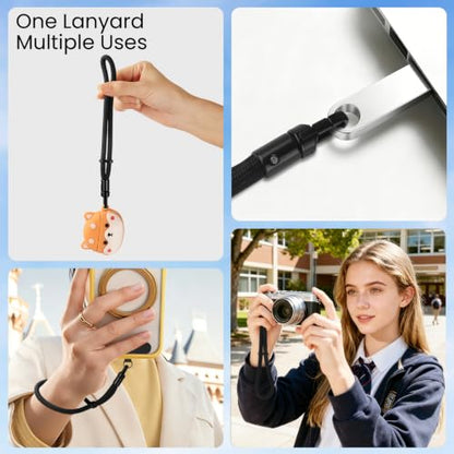 Phone Lanyard, Anti Theft Phone Wrist Strap with 2 Tether Tabs, Adjustable Wristlet & Hand Cell Phone Lanyard for Women and Men (Black Lanyard) - color: Bl6s