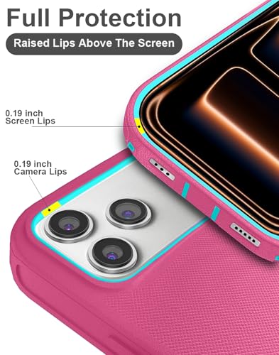 for iPhone 17 Pro Max Case with 2 Camera Lens Protector & 2 Screen Protector, Heavy Duty Full Body Protective Phone Case 6.9" (Pink Blue) - color: 17 Pro Max-PinkBlue