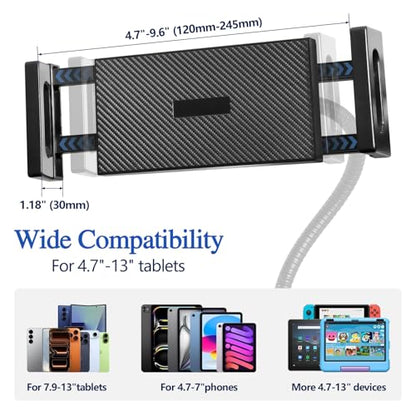 BILIONE Gooseneck Tablet Holder, Clamp on Ipad Stand Floor & Tripod - size: 8 inch Gooseneck