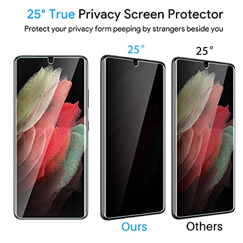 TAURI [Designed for Samsung Galaxy S21 Ultra 5G 6.8a - inch Flexible TPU Film Privacy Screen Protector + Camera Lens Protector Bubble-Free 2 Pack, Fingerprint Unlock Support