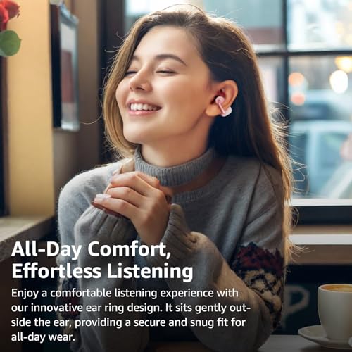 TOZO OpenEarRing Open Ear Earbuds 40H Bluetooth 5.4 Lightweight Comfort - color: Rose Gold