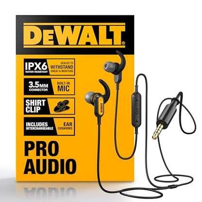 DEWALT Heavy Duty Wired Earphones with Microphone, 3.5mm - style: 3.55mm Headphones