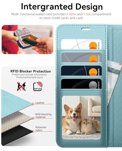 OCASE for Samsung Galaxy S26+ Plus Wallet Case, Card Holder, Ice Blue | RFID Blocking, Kickstand, Magnetic Closure, PU Leather Flip Folio, Shockproof TPU Shell, Protective Phone Cover (6.7") 2026 - color: Ice Blue, size: Samsung Galaxy S26 Plus