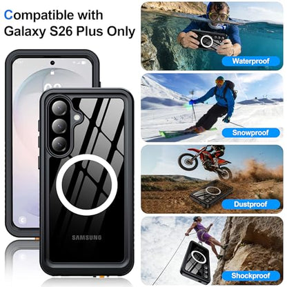 ANTSHARE IP68 Waterproof Case for Samsung Galaxy S26 Plus, Black/Clear - color: Black/Clear, size: S26 Plus