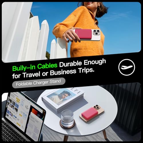 for Magsafe Portable Charger, 5000mAh Slim Wireless Magnetic Power Bank | 20W USB-C Power Delivery,LED Display,Travel Essential for Magsafe Battery Pack Compatible with iPhone 17-12 Series - color: red