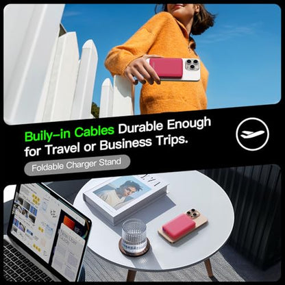 for Magsafe Portable Charger, 5000mAh Slim Wireless Magnetic Power Bank | 20W USB-C Power Delivery,LED Display,Travel Essential for Magsafe Battery Pack Compatible with iPhone 17-12 Series - color: red