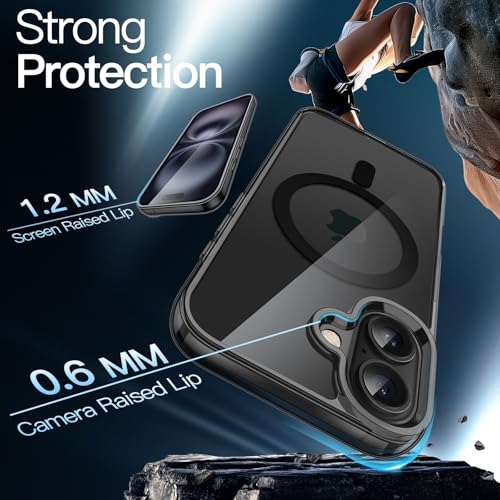 JETech Magnetic Case for iPhone 16 6.1-Inch Compatible with MagSafe, Shockproof Phone Bumper Cover, Anti-Scratch Clear Back (Black) - color: Black, size: iPhone 16