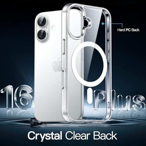 JETech Magnetic Case for iPhone 16 Plus 6.7-Inch Compatible with MagSafe, Shockproof Phone Bumper Cover, Anti-Scratch Clear Back (Clear) - color: Clear, size: iPhone 16 Plus