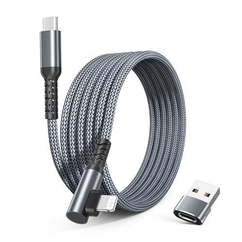Basesailor iPhone 14 13 Pro Max Charger Cable Right Angle 10FT - color: Grey, size: 10FT/3M