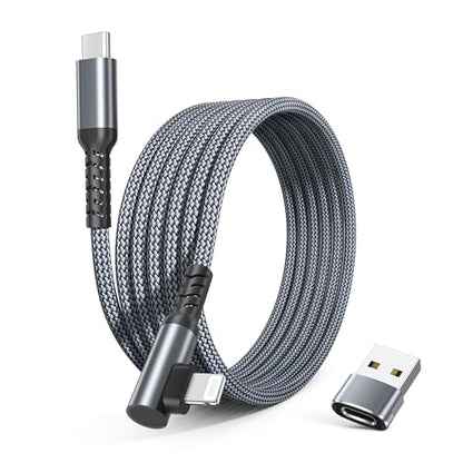 Basesailor iPhone 14 13 Pro Max Charger Cable Right Angle 10FT - color: Grey, size: 10FT/3M