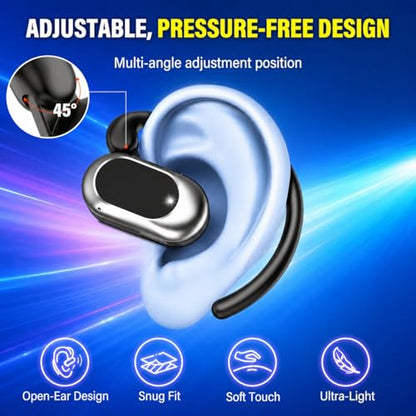 Open Ear Headphones, NEW Over Ear Earbuds with 4 ENC Noise-Canceling Mic - color: A-Deep Black