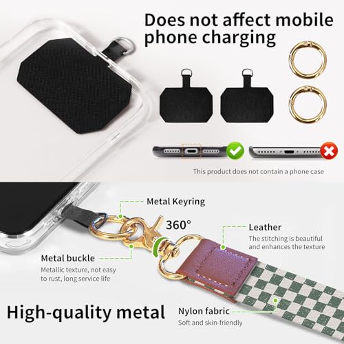 Phone Lanyard Crossbody Wrist Strap, Universal Adjustable Neck Strap for Phone Case Keys ID Badges, Travel Essential - color: Cute Brown Plaid