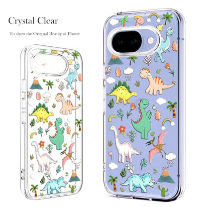 Unov for Pixel 10a Case, Clear with Design, Slim Fit Good Grip, Embossed Phone Case, Shockproof Protective Cover, Raised Camera Protection, Soft TPU, Dinosaur Land - color: Dinosaur Land