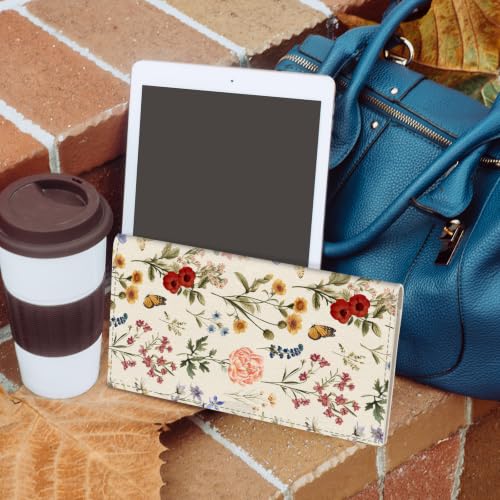 CoBak Checkbook Cover for Women & Men - PU Leather Case with RFID Blocking | Classic Design Check Book Holder for Personal and Business - color: Butterfly Wonderland
