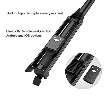 Fugetek 62" Professional Selfie Stick Tripod, 100% All Aluminum Stick & Legs, Lightweight, Detachable Bluetooth Remote, Portable All in One, Compatible with iPhone & Android, Non Skid Feet, Black - style: Tripod