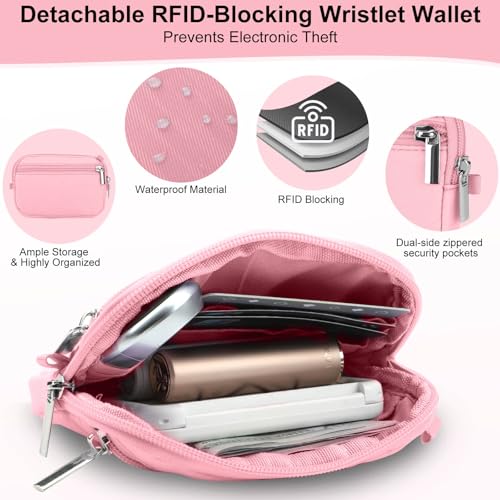 Phone Lanyard Crossbody with Detachable RFID Wallet (Pink) - color: Pink, size: Medium