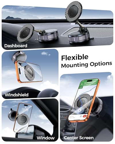 EGV Car Phone Holder for MagSafe, 360° Adjustable Carbon Fiber Mount - color: Holder Gray