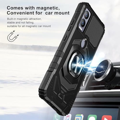 for Cricket Magic 5G, AT&T Propel 5G (U6080AA/AC) - Shockproof Protective Phone Case w/Ring Stand - RS7 Black - color: RS7 Black