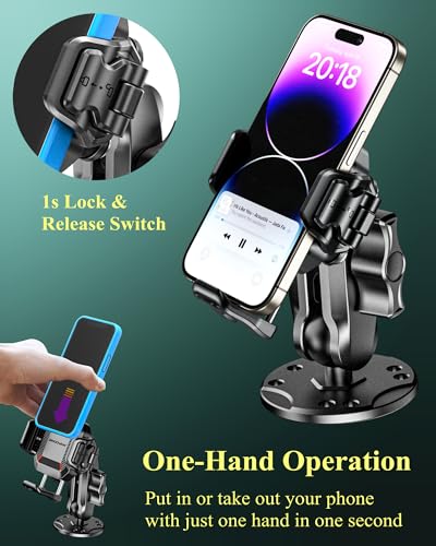 BRCOVAN Anti-Theft Phone Mount Holder with Vibration Dampener, 1s Locking