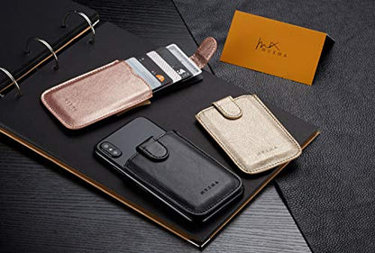 Phone Card Holder RFID Blocking Sleeve, Pu Leather Back Phone Wallet Stick-On Pull up 5 Card Holder Universally Pocket Covers Credit Cards Cash for iPhone/Android/Samsung/ Smartphones.Black (Black) - color: Black