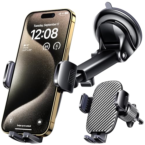 Qifutan Car Phone Holder Mount Phone Mount for Car Windshield Dashboard Air Vent Universal Hands Free Automobile Cell Phone Holder Fit for iPhone Smartphone Camera Mounts - color: Carbon fiber