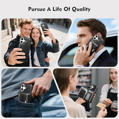 Antsturdy Compatible with MagSafe iPhone 17 Wallet Case,Black | 2 in 1 Detachable Magnetic,Credit Card Holder Slots,RFID Blocking,PU Leather,Kickstand,Flip Folio Phone Cover for Men & Women - color: Black, size: iPhone 17 - 6.3"